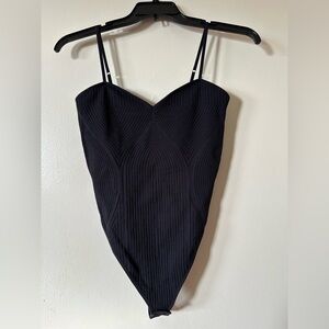 Black Ribbed Bodysuit